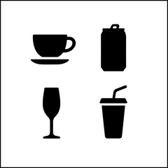 Drinking icon set vector silhouette
