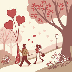 Vector happy valentines day design with heart roses flower and handwriting le