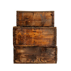 Obraz premium Rustic wooden crates stacked together, showcasing their weathered texture and natural wood grain. Perfect for storage or decorative purposes