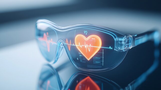 Smart Glasses Displaying Heart Rate Data, healthcare, technology