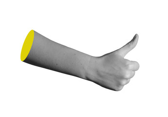 Thumb up hand sign in approval and acceptance position, showing consent, support, and agreement.