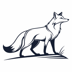 vector illustration of wolf, silhouette of fox