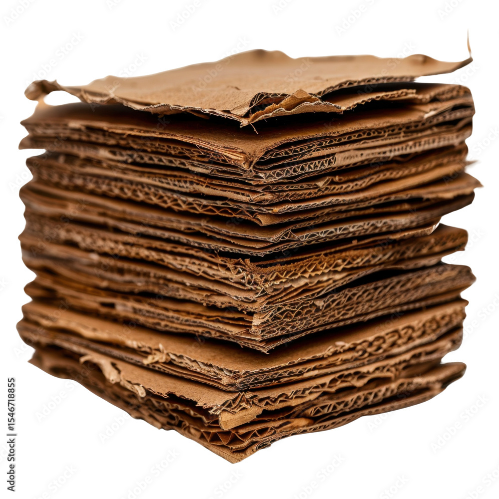Poster stacked cardboard sheets create textured and layered appearance, showcasing natural brown color and 