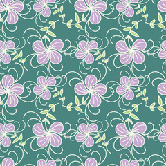 Artistic simple branches flowers peonies, dahlia and buds with leaves seamless pattern. Vector hand drawn. Retro, vintage, pastel print. Template for design, fabric, fashion, wallpaper, textile

