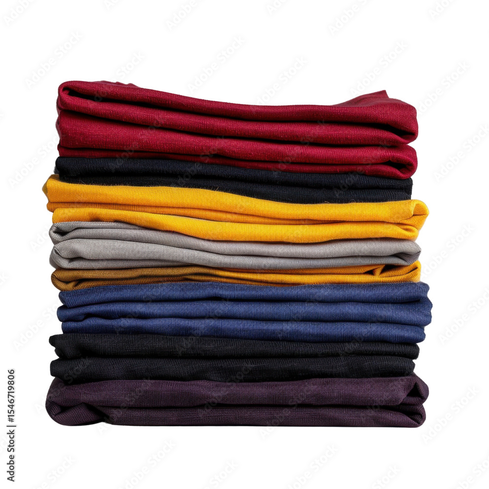 Poster colorful folded fabrics stacked neatly create vibrant display of textiles, showcasing various hues a