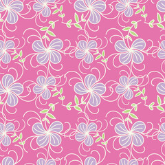 Artistic simple branches flowers peonies, dahlia and buds with leaves seamless pattern. Vector hand drawn. Retro, vintage, pastel print. Template for design, fabric, fashion, wallpaper, textile
