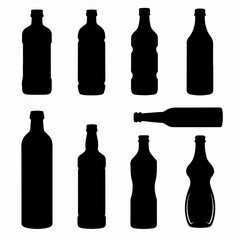 Bottles silhouettes set collection drink container