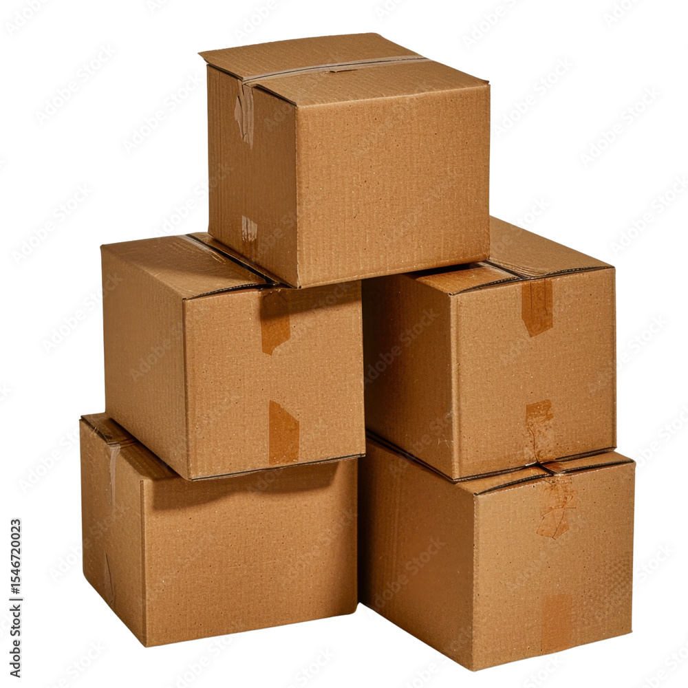 Poster stacked cardboard boxes create practical and organized storage solution, ideal for moving or shippin