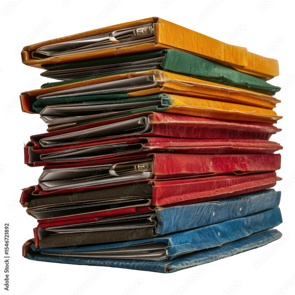 Poster colorful stacked folders create organized and vibrant workspace, perfect for storing documents and n