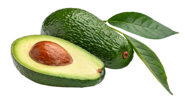 Garden fresh fruit avocado on white or transparent background
