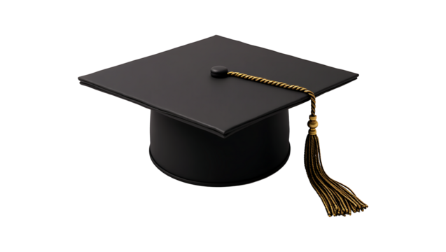black graduation cap on transparent background
