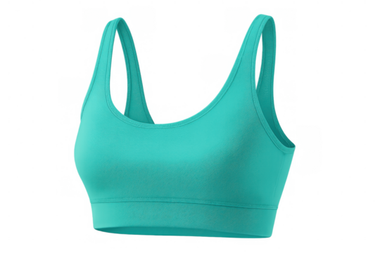 Turquoise sports bra isolated on transparent background, perfect for fitness and workout activities