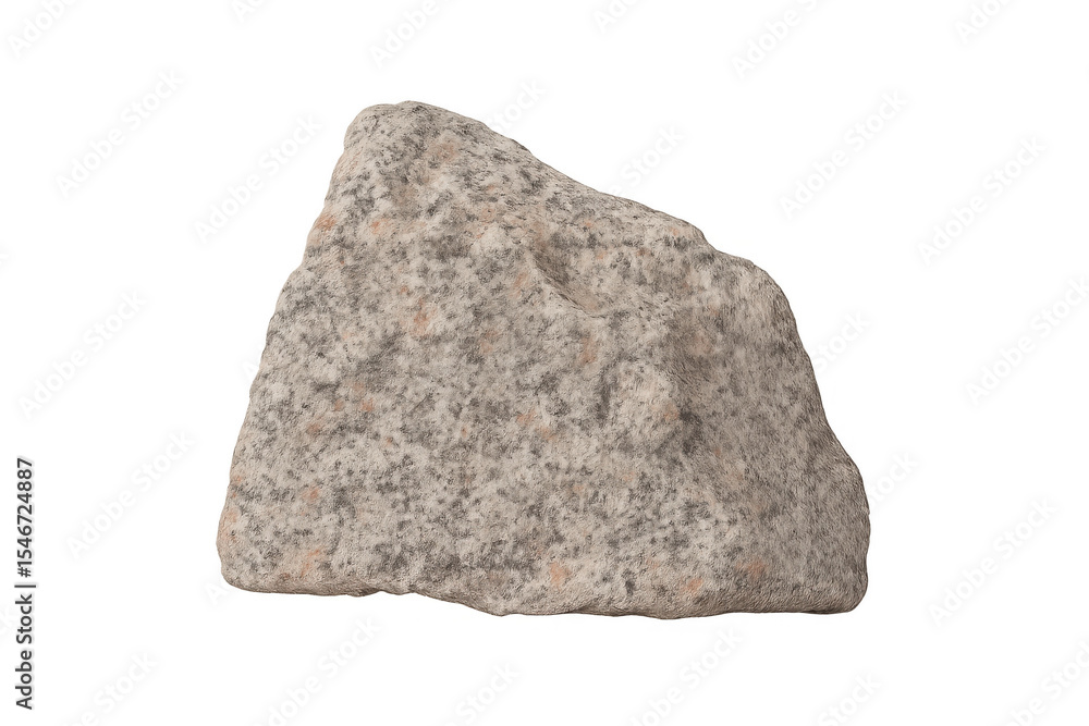 Poster granite rock sample displaying geological texture, cut and positioned against transparent backdrop