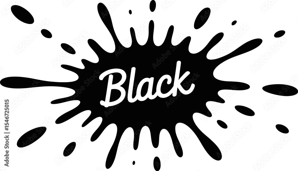 Poster black ink splash vector graphic design element for abstract background and artistic decoration use e