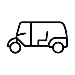 Fototapeta premium Vector Auto Rickshaw Line Art Icon, White Background.