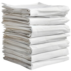 Freshly folded white linens stacked neatly, showcasing clean and organized appearance, perfect for any setting