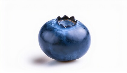 single fresh ripe juicy blueberry fruit with vibrant rich color isolated white background with no shadow conveying healthy deliciousness