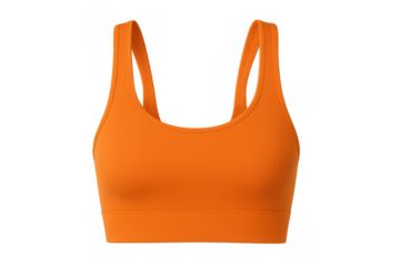 Close-up of an orange sports bra, perfect for fitness activities, isolated on a transparent background