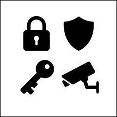 Security protection icon set vector silhouette