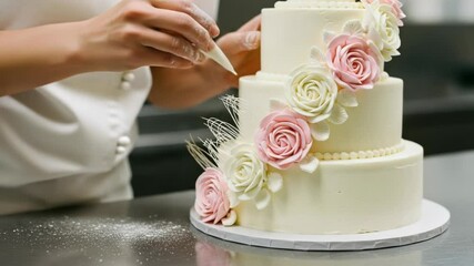 Elegant Wedding Cake Decoration A Pastry Chef's Delicate Touch