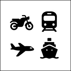 Vehicle travel icon set vector silhouette