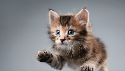 Obraz premium playful kitten on gray background