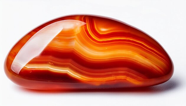 polished fire agate stone isolated on white background