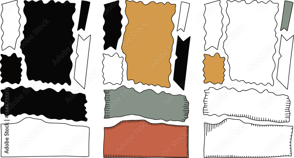 Poster vector graphic of torn paper pieces in various colors for scrapbooking and design projects resource 