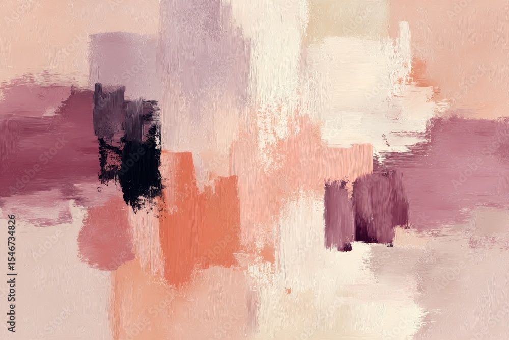 Aufkleber Ethereal Harmony in Color Blending With Soft Peach, Hazy Plum, and Ivory Mist for a Transformative Minimalist Experience Expressing Elegance and Balance