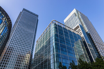 Modern London Skyscrapers - Canary Wharf Financial District. London, UK, 4 June 2023