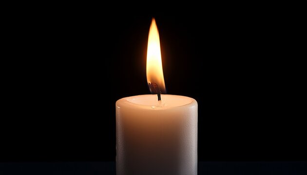minimalist close up of a candle flame flickering in darkness evoking warmth calmness and introspection