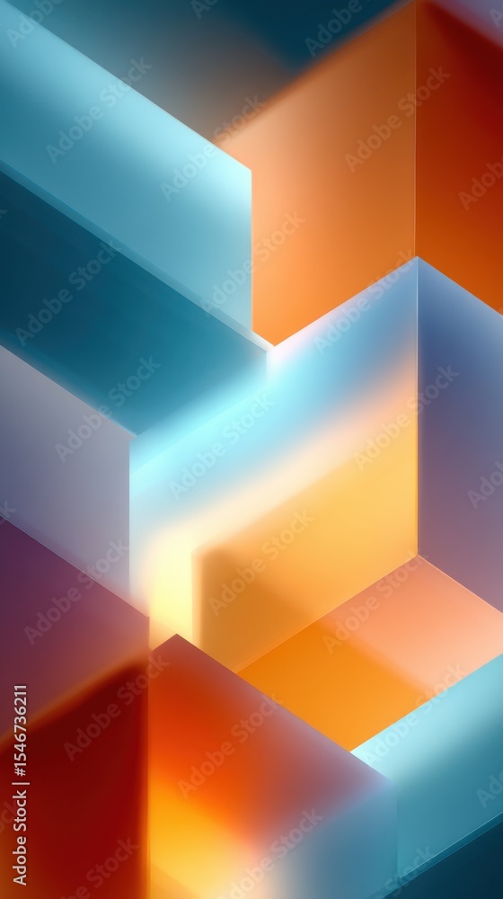 Poster Harmony of Shapes Brings Serenity Through Minimalistic Geometric Design and Captivating Light Interplay in a Vibrant Space