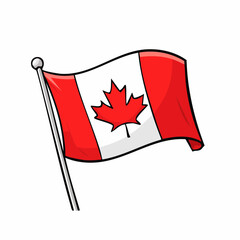 A Crisp Vector Illustration of the Canadian Flag Featuring the Iconic Red Maple Leaf on a White Background with Bold Red Bars, Clean Lines, Scalable Design, and a Strong Sense of National Identity