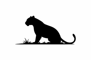 Sleek Panther Silhouette Stalking Through Tall Grass Landscape