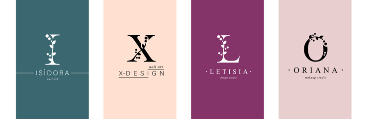 Logo I, X, capital letter L, O. Monogram of Botanical Minimalistic, Initial.