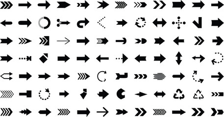 Seventy Five Black Arrow Icons Set Vector Graphics