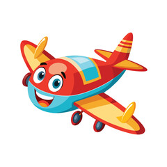 Cheerful cartoon airplane with big eyes isolated on white background ready for a colorful adventure