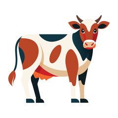 Cartoon illustration of a cow standing isolated on white background