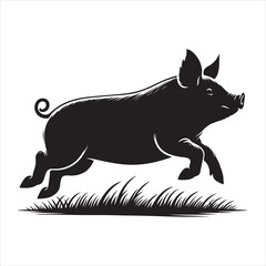Fototapeta premium Silhouette vector of a pig standing on a white background