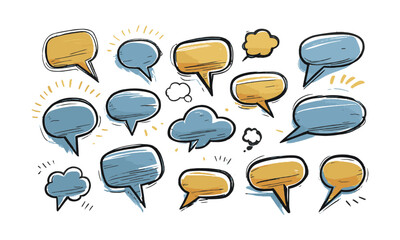 Modern vector illustration featuring a diverse set of hand-drawn speech bubbles, easily editable and scalable