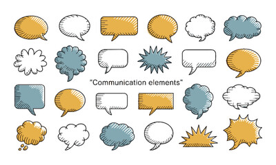 Modern vector illustration featuring a diverse set of hand-drawn speech bubbles, easily editable and scalable
