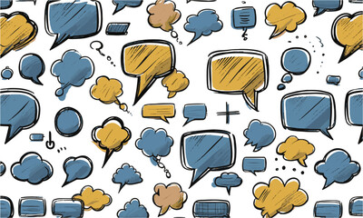 Modern vector illustration featuring a diverse set of hand-drawn speech bubbles, easily editable and scalable