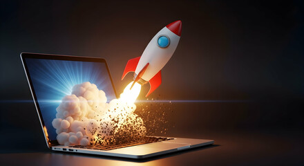Innovative Rocket Launch from Laptop Screen