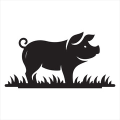 Fototapeta premium Silhouette vector of a pig standing on a white background