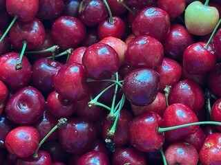 red cherries on the market