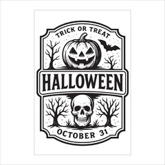Halloween Label Design Template Black And White