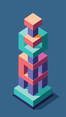 Colorful isometric abstract 3d structure with shadows suitable for various design concepts