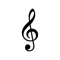 Fototapeta premium Musical treble clef symbol in black on white background 
