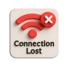 Stylized 3D Render of a Disconnected WiFi Symbol on a Beige Square, Indicating Connection Loss and Network Problems