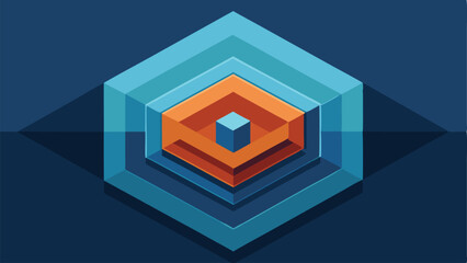 Obraz premium Geometric abstract illustration of a multilayered cube in isometric perspective